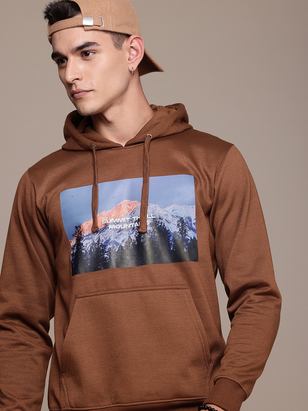 

The Roadster Life Co. Graphic Printed Hooded Sweatshirt, Brown