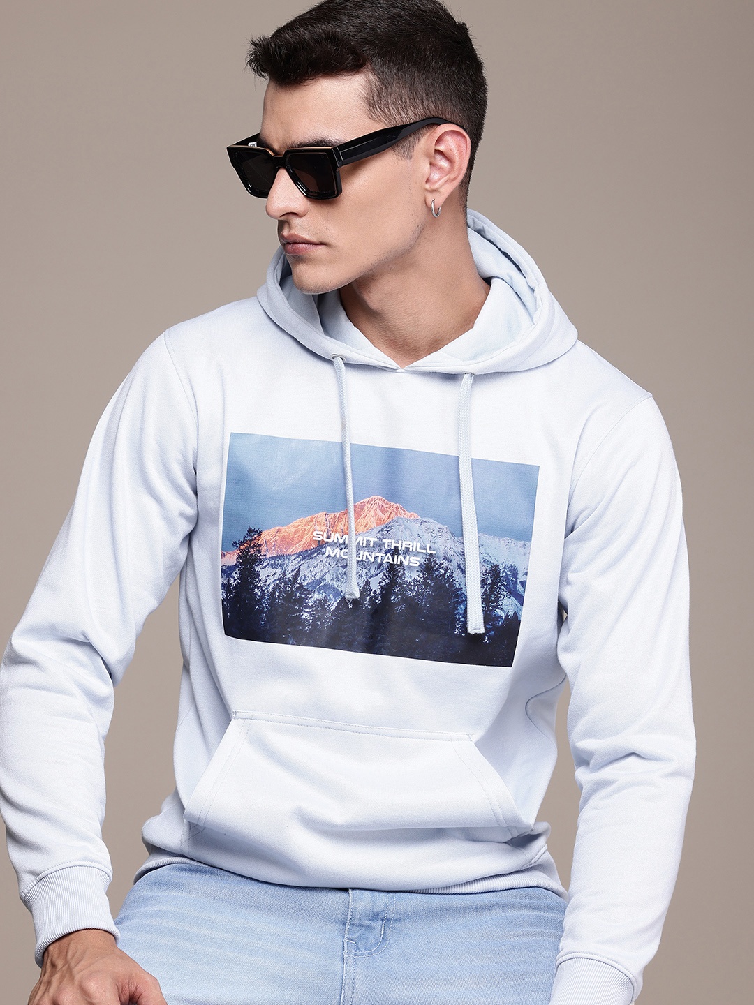 

The Roadster Life Co. Printed Hooded Sweatshirt, Blue