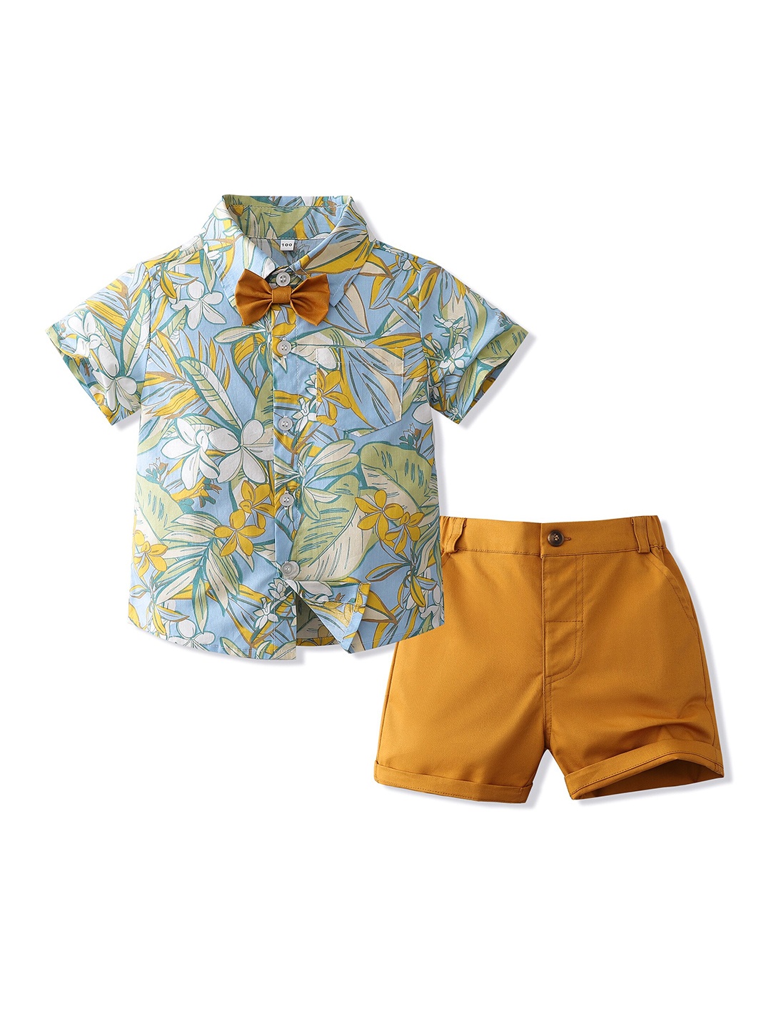 

StyleCast x Revolte Boys Floral Printed Shirt and Solid Shorts Set, Yellow