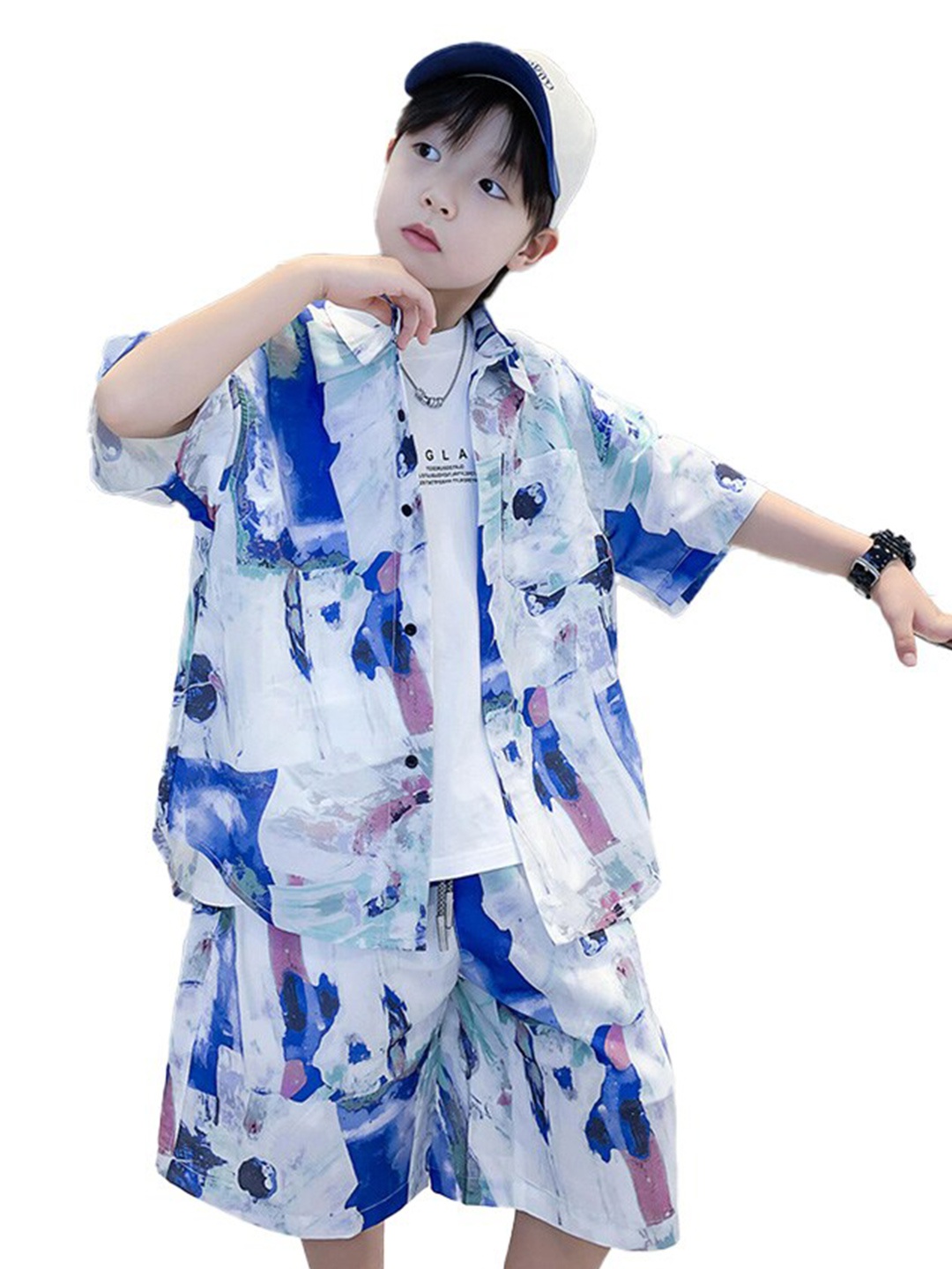 

StyleCast x Revolte Boys Printed Shirt with Shorts, Blue
