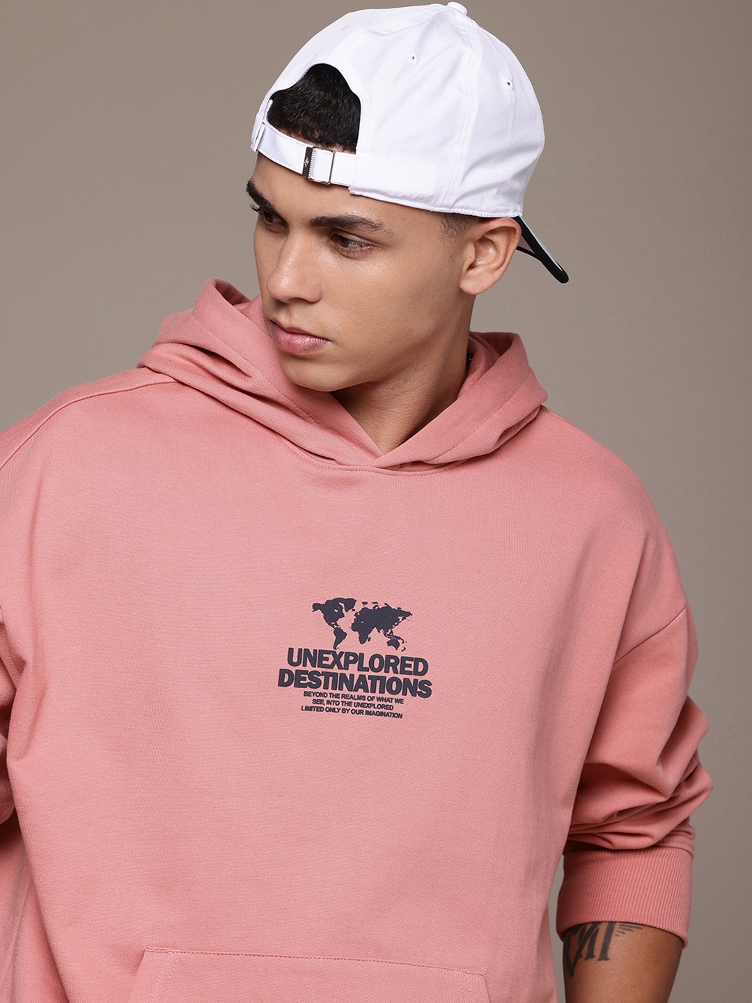 

The Roadster Life Co. Typography Printed Hooded Oversized Fit Sweatshirt, Pink