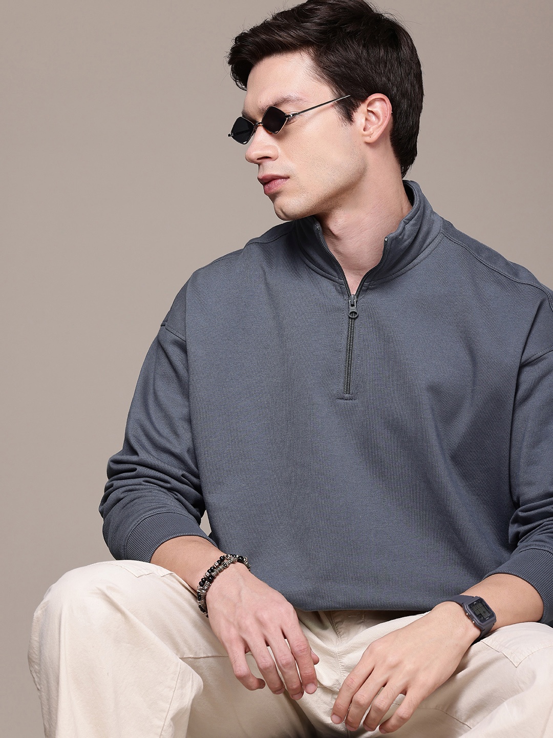 

The Roadster Life Co. Mock Collar Relaxed Fit Sweatshirt, Grey
