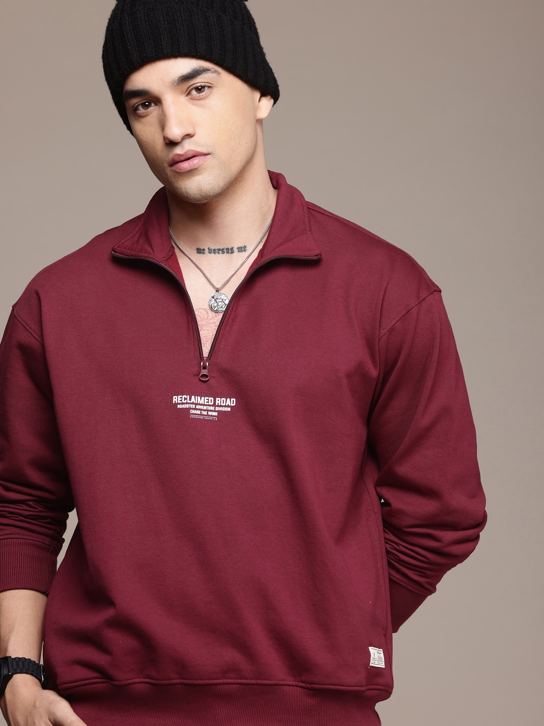 

The Roadster Life Co. Typography Printed Relaxed Fit Sweatshirt, Maroon