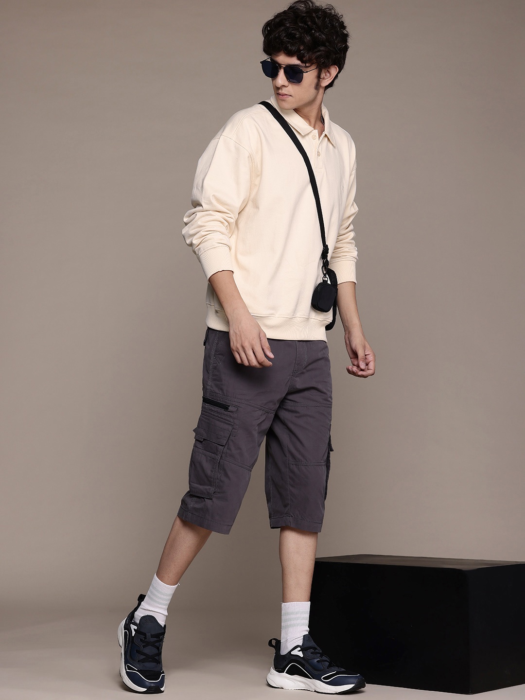 

The Roadster Life Co. Relaxed Fit Polo Collar Pullover Sweatshirt, Beige