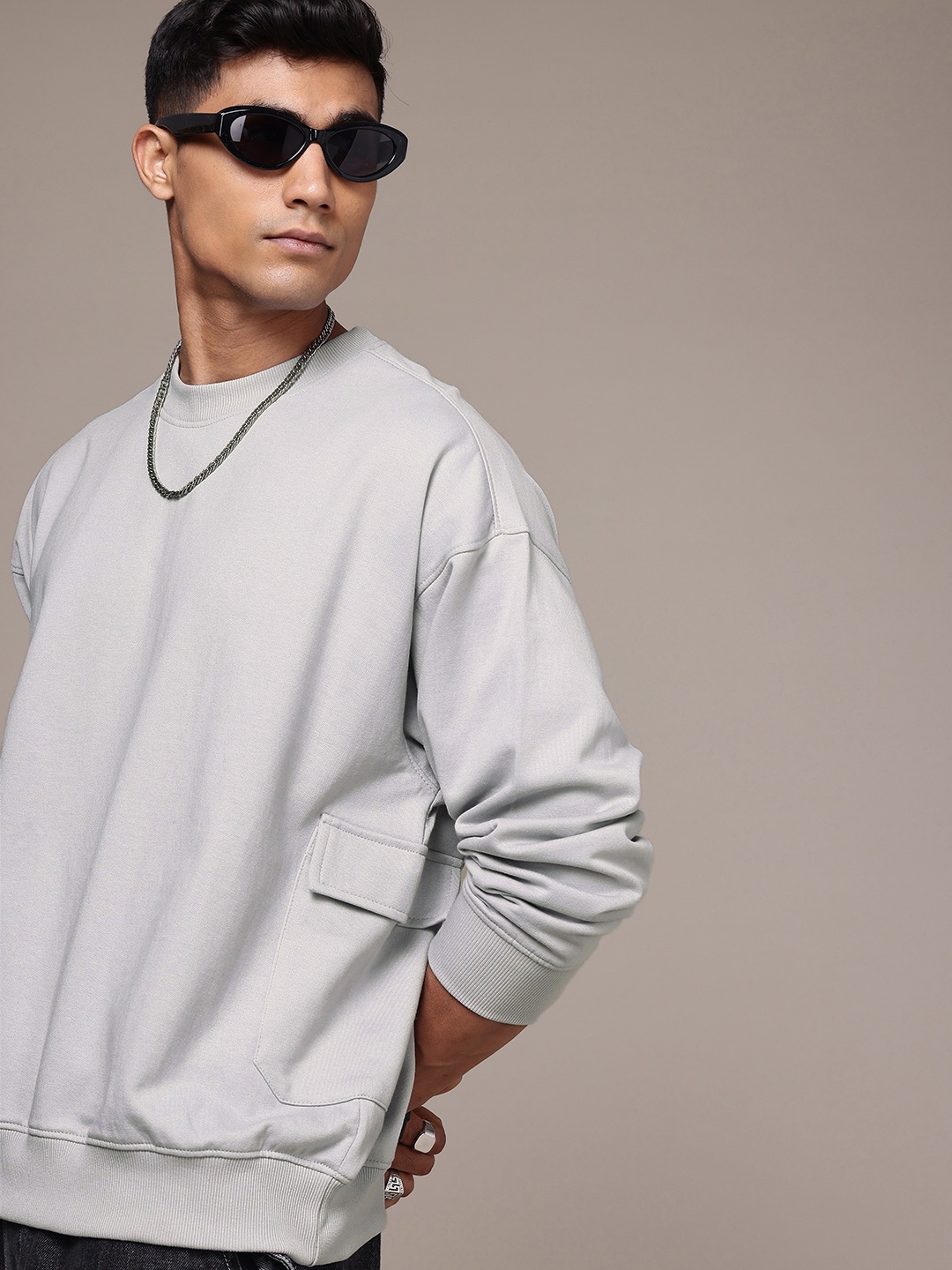 

The Roadster Life Co. Round Neck Oversized Fit Sweatshirt, Grey