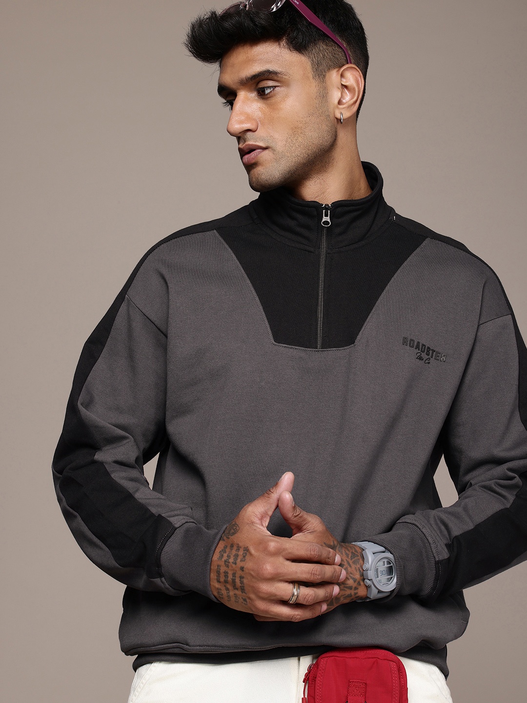 

The Roadster Life Co. Mock Collar Relaxed Fit Sweatshirt, Grey