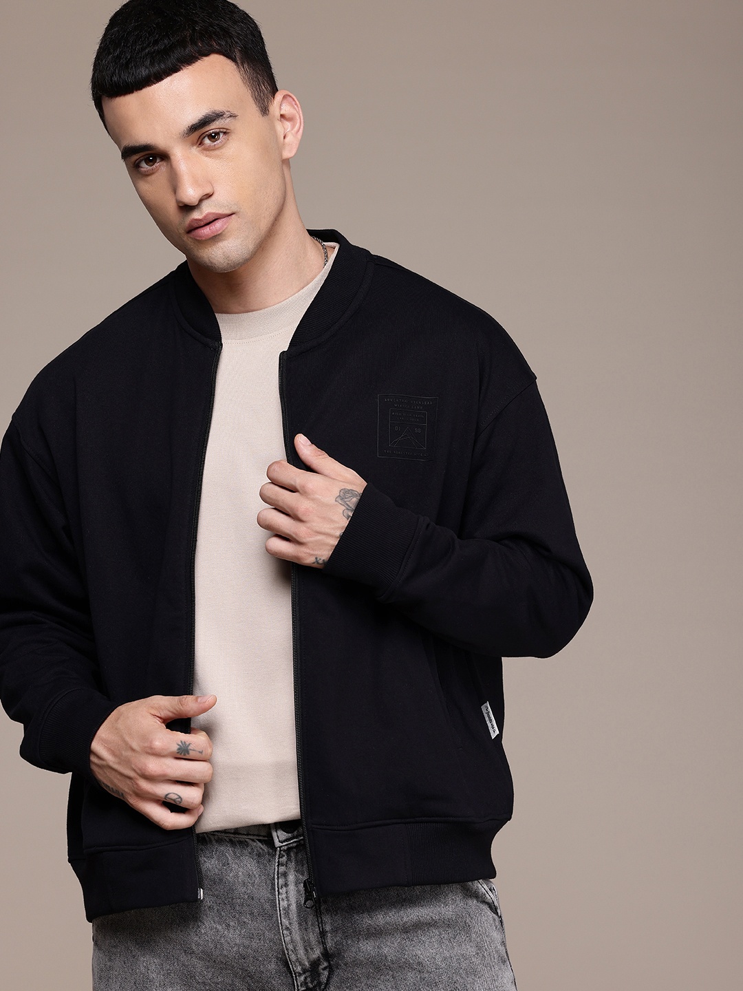 

The Roadster Life Co. Mandarin Collar Relaxed Fit Sweatshirt, Black
