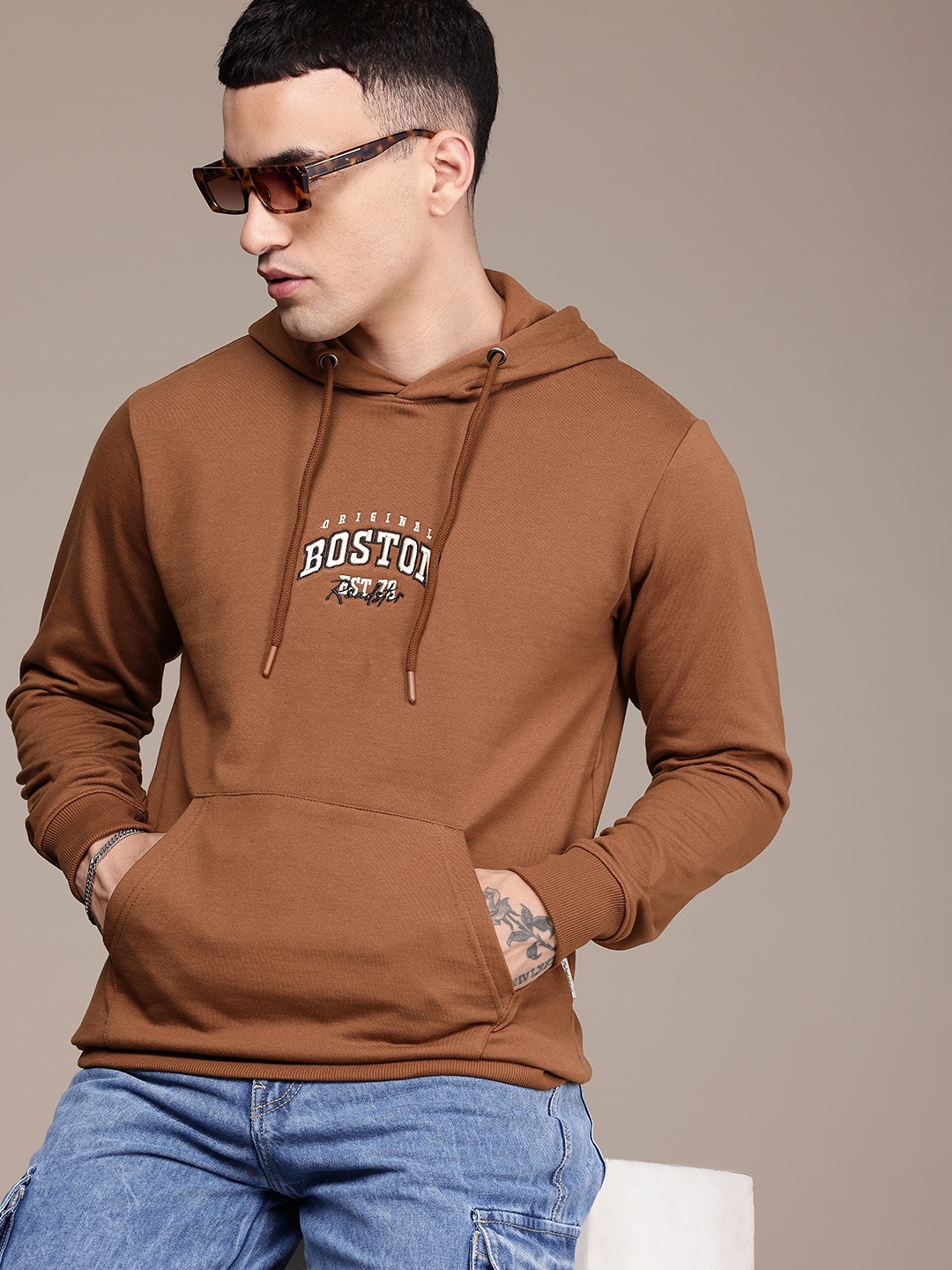 

The Roadster Life Co. Embroidered Hooded Sweatshirt, Brown