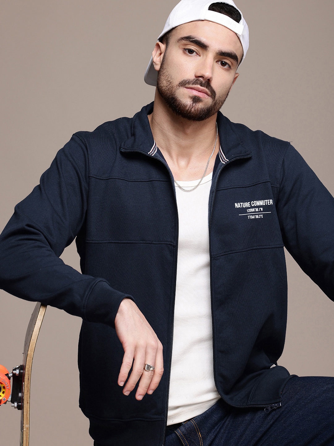

The Roadster Life Co. Mock Collar Long Sleeves Sweatshirt, Navy blue