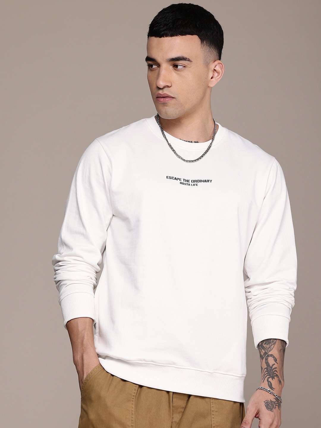 

The Roadster Life Co. Typography Printed Pullover Sweatshirt, White