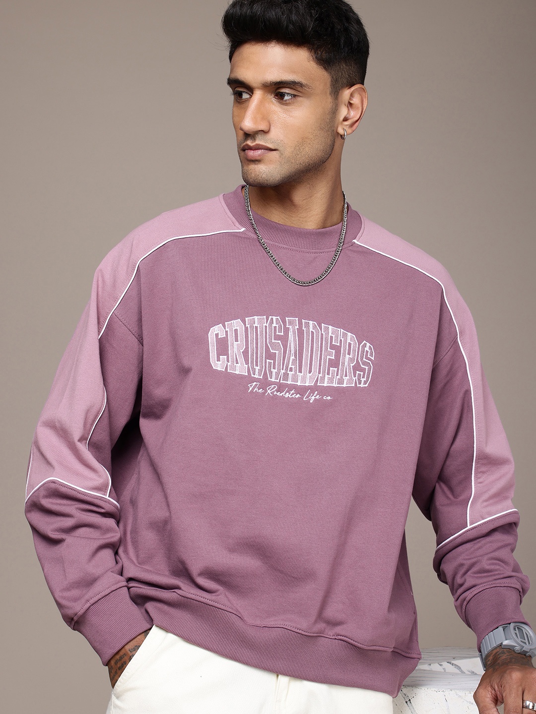 

The Roadster Life Co. Typography Embroidered Oversized Fit Sweatshirt, Lavender