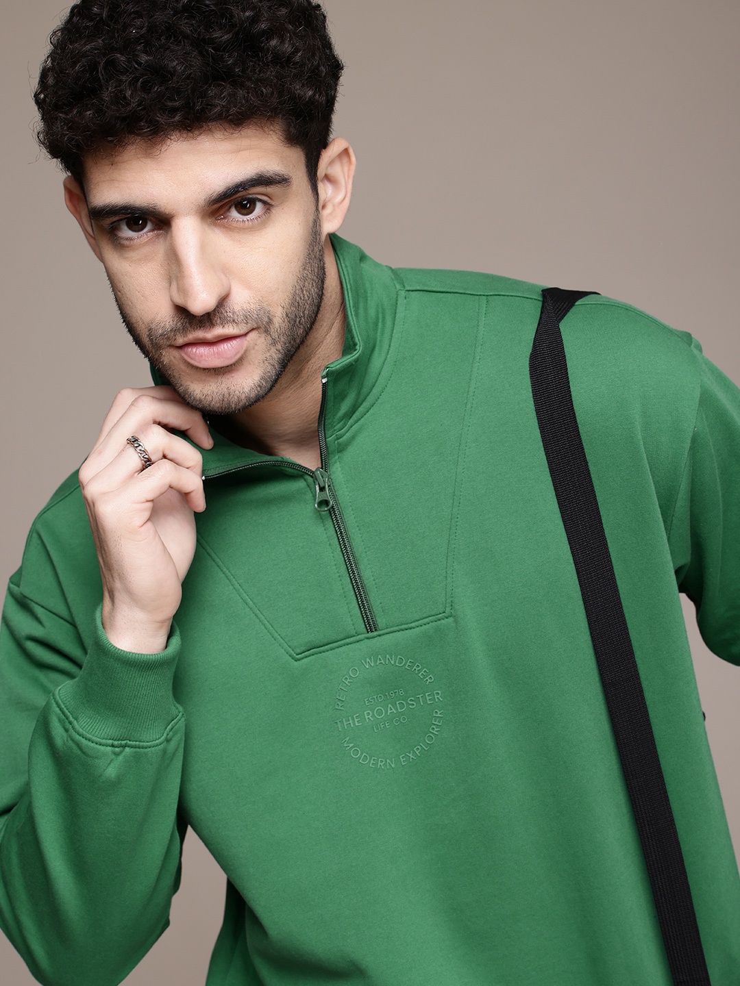 

The Roadster Life Co. Relaxed Fit Mock Neck Pullover Sweatshirt, Green