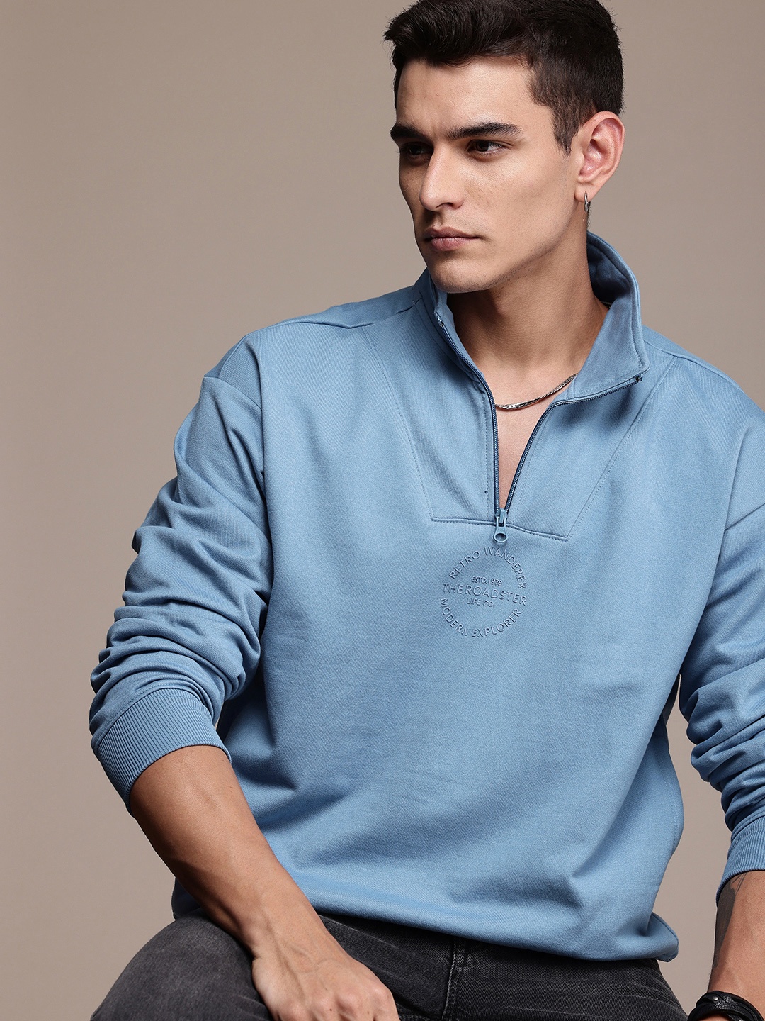 

The Roadster Life Co. Mock Collar Relaxed Fit Sweatshirt, Blue