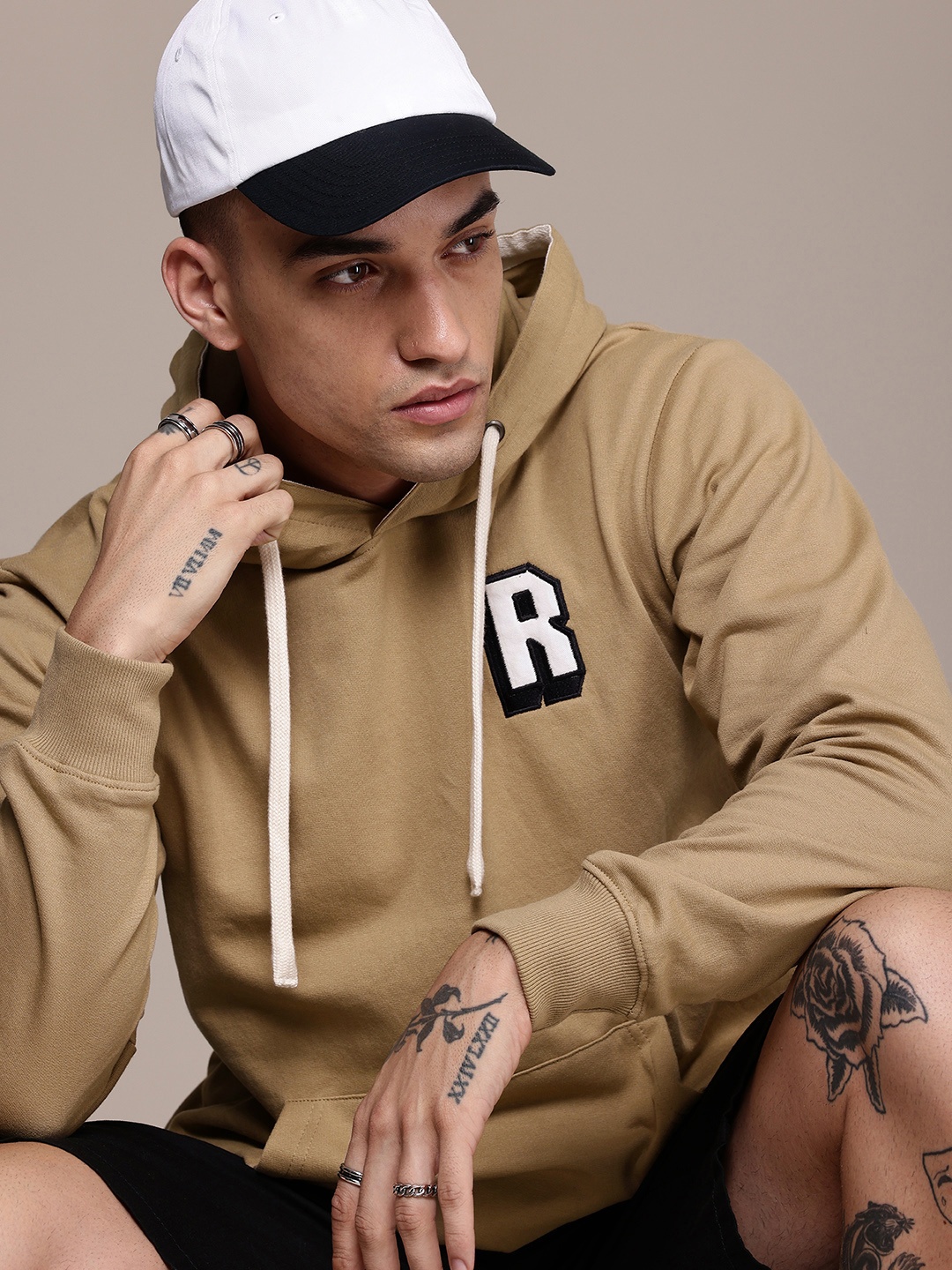 

The Roadster Life Co. Brand Logo Embroidered Hooded Sweatshirt, Khaki