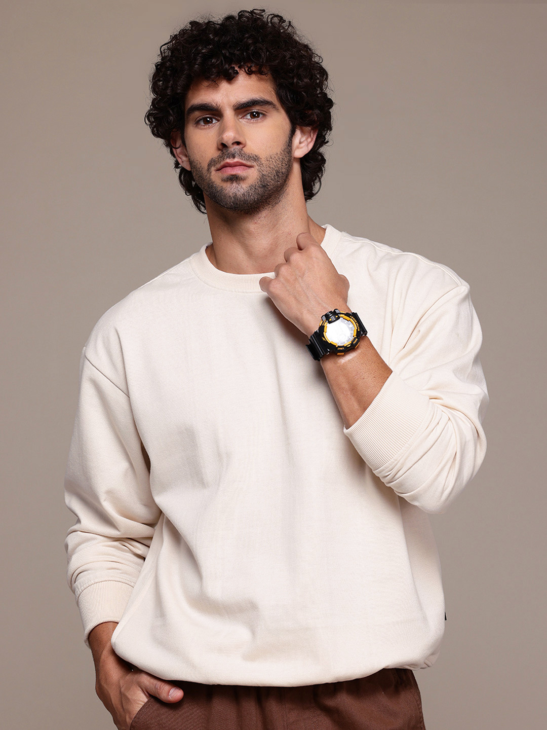 

The Roadster Lifestyle Co. Drop-Shoulder Relaxed Sweatshirt, Cream