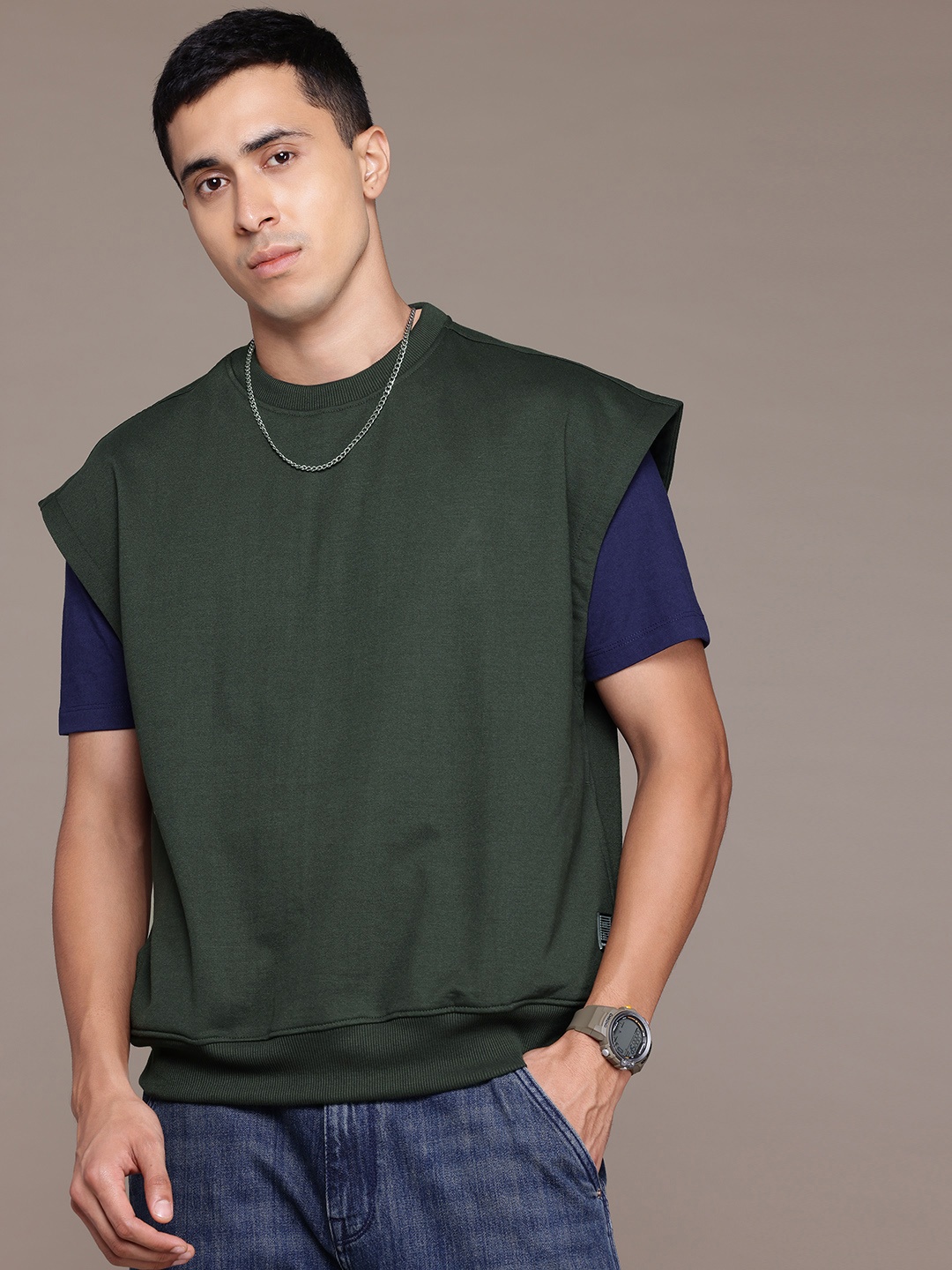 The Roadster Lifestyle Co. Extended Sleeve Oversized Sweatshirt, Olive