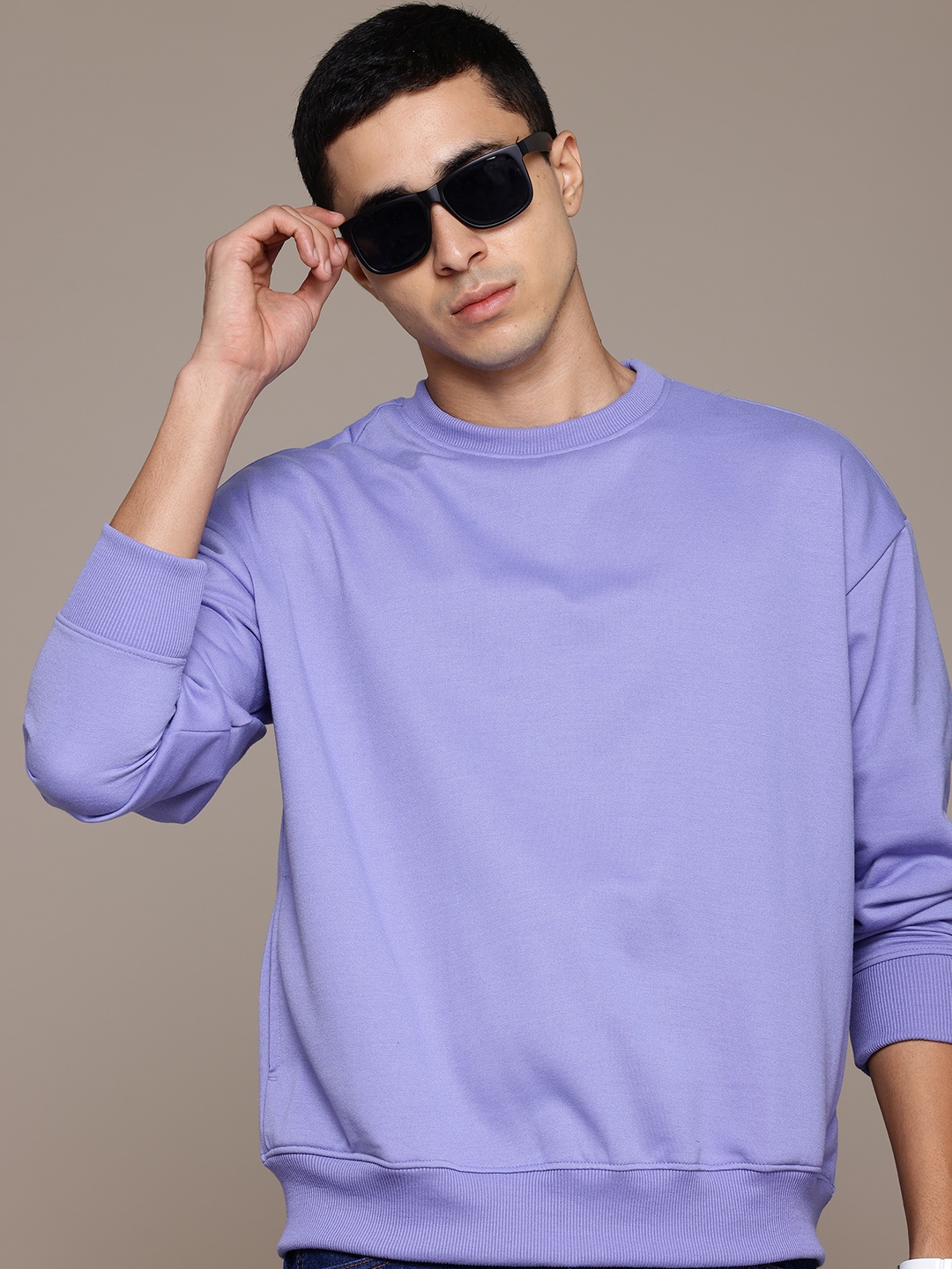 

The Roadster Lifestyle Co. Men Pure Cotton Oversized Sweatshirt, Blue