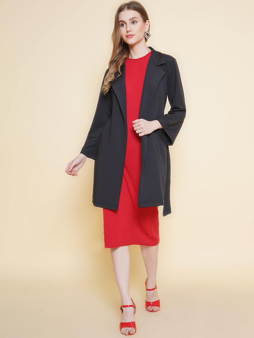 

BAESD Women Spread Collar Overcoat, Black