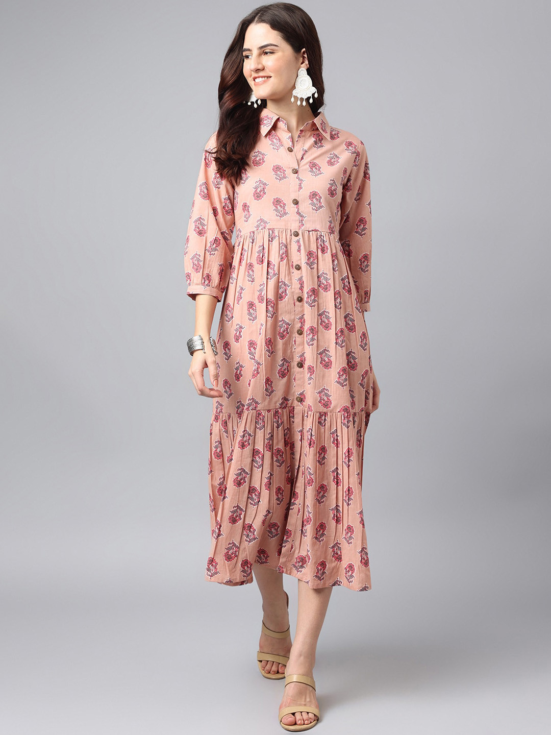 

ANANDITA Women Floral Printed Kurta, Peach