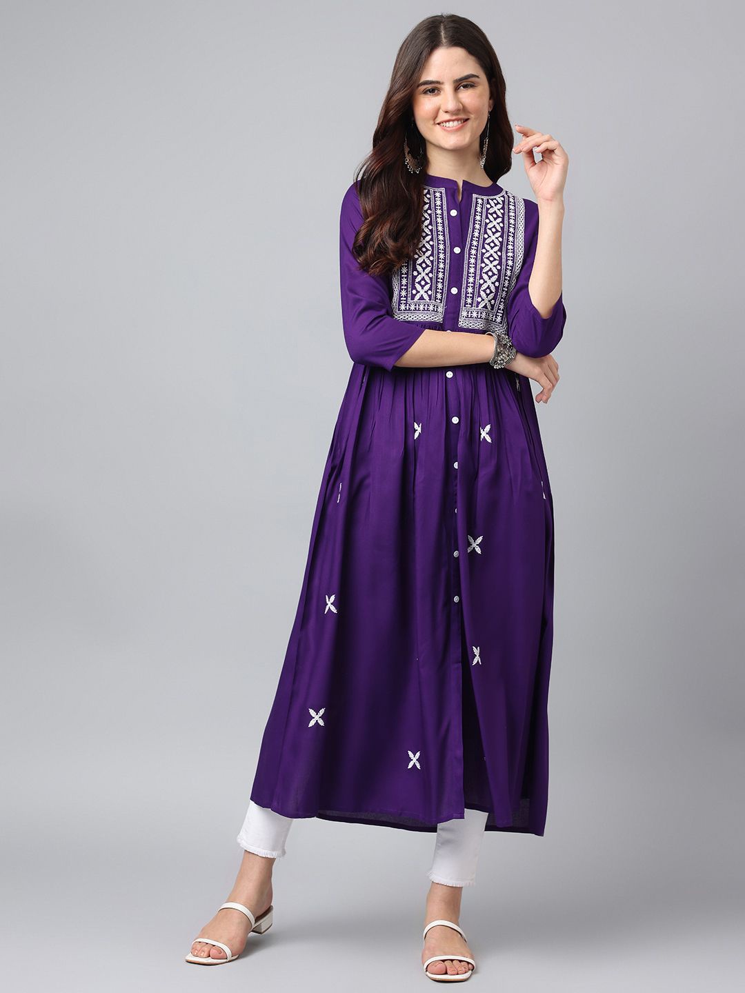 

ANANDITA Women Ethnic Motifs Anarkali Kurta, Purple