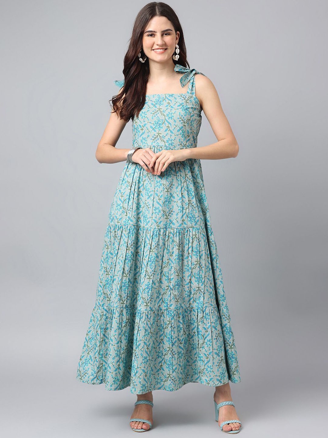 

ANANDITA Women Ethnic Motifs Printed Anarkali Kurta, Turquoise blue