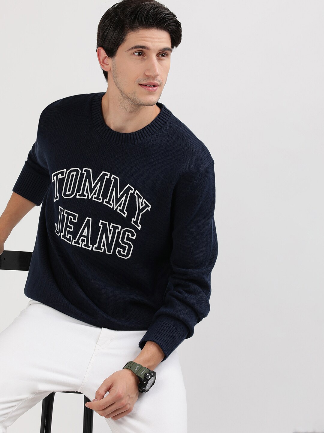 

Tommy Hilfiger Men Typography Pullover, Blue
