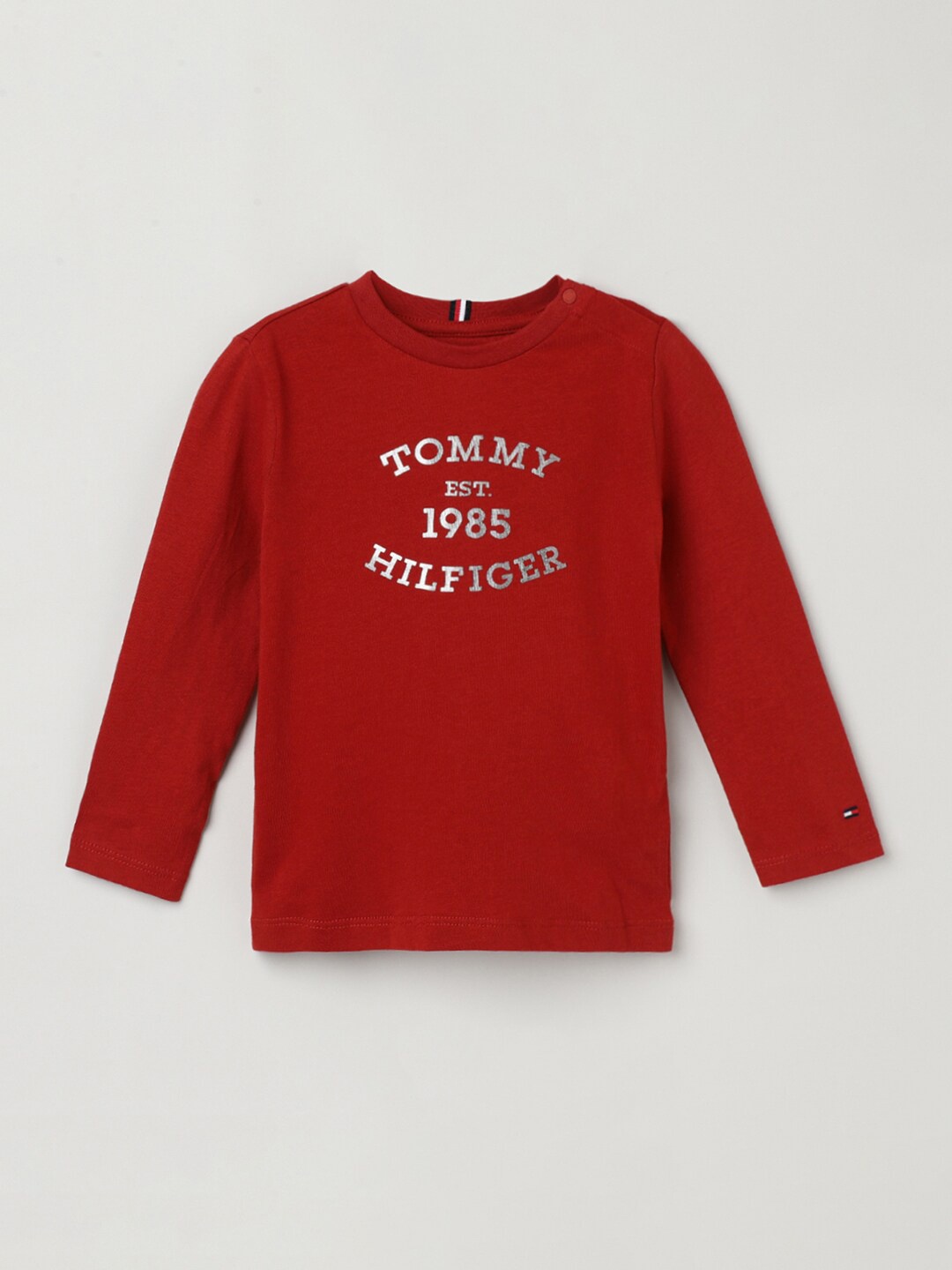

Tommy Hilfiger Boys Typography Printed Round Neck T-shirt, Red