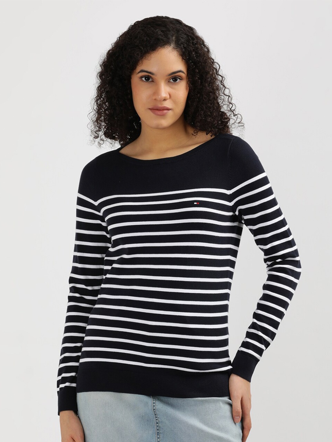 

Tommy Hilfiger Women Striped Pullover, Black