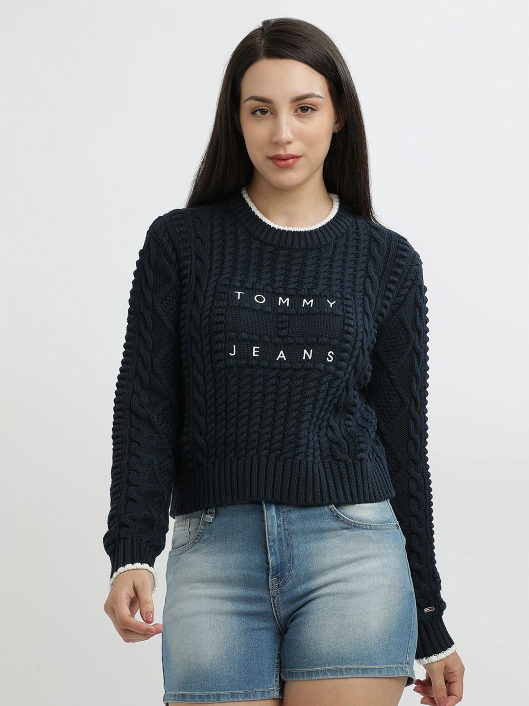 

Tommy Hilfiger Women Cable Knit Solid Pullover, Blue