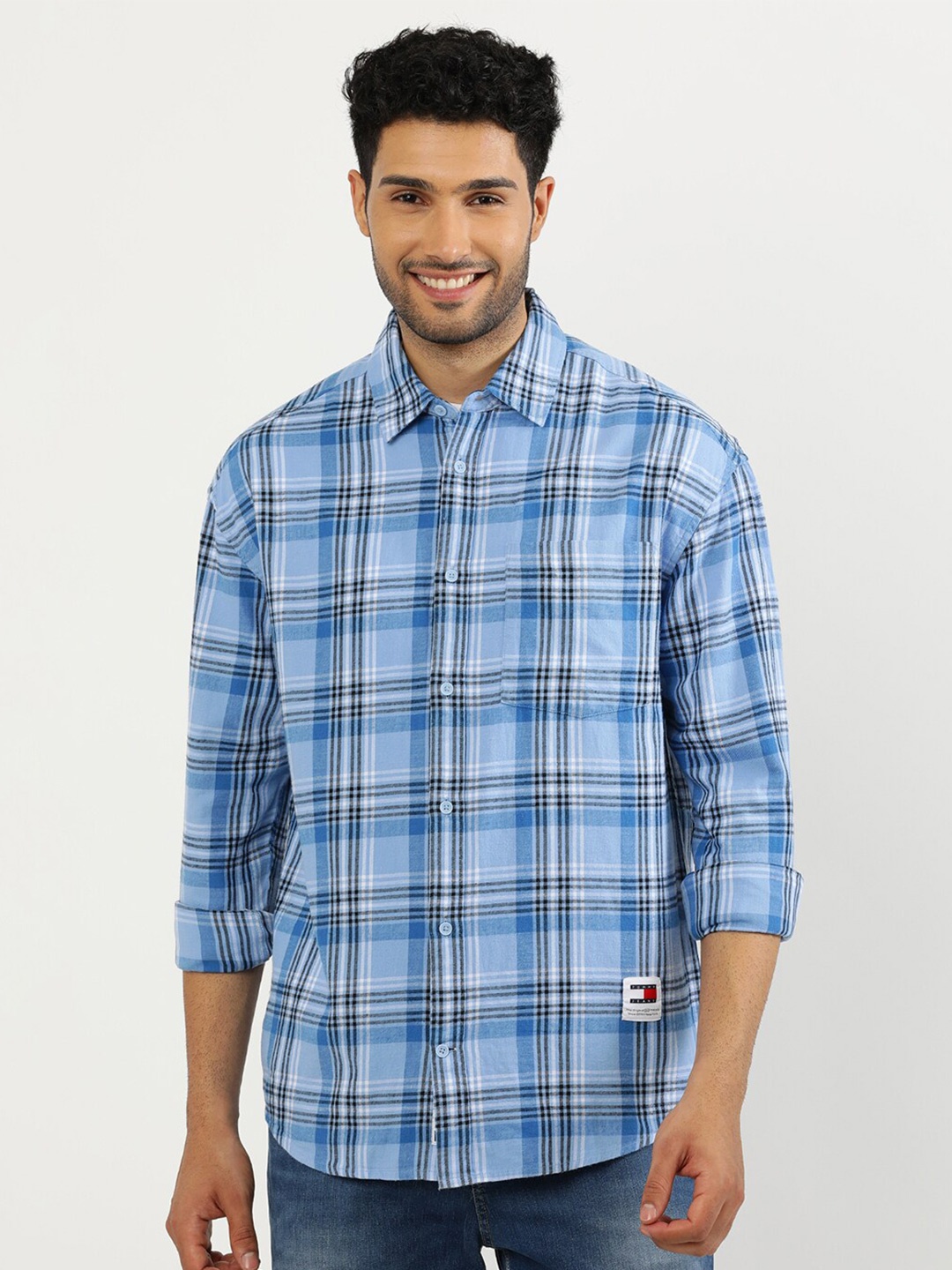 

Tommy Hilfiger Men Tartan Checks Opaque Checked Casual Shirt, Blue