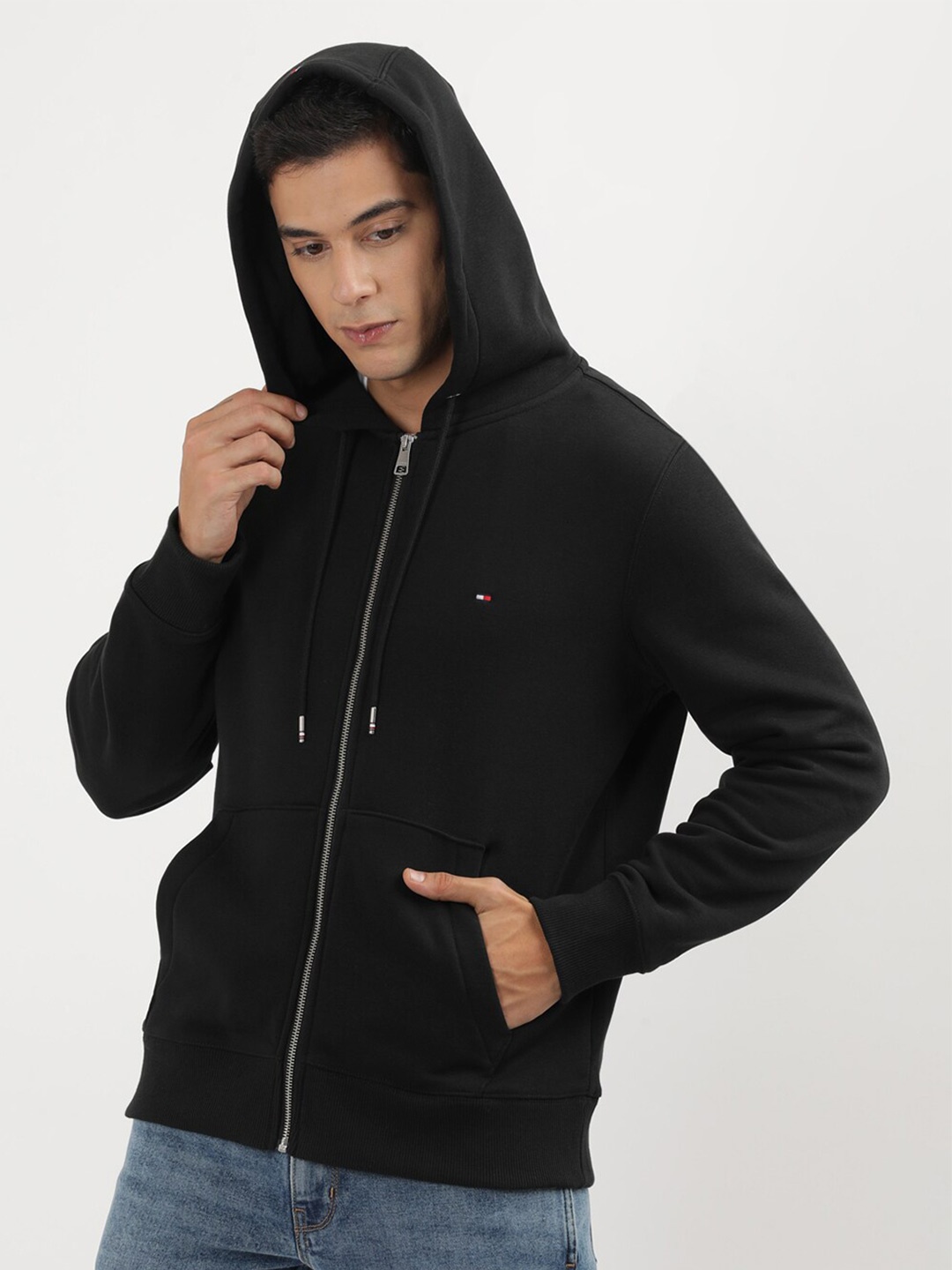 

Tommy Hilfiger Men Solid Hooded Sweatshirt, Black