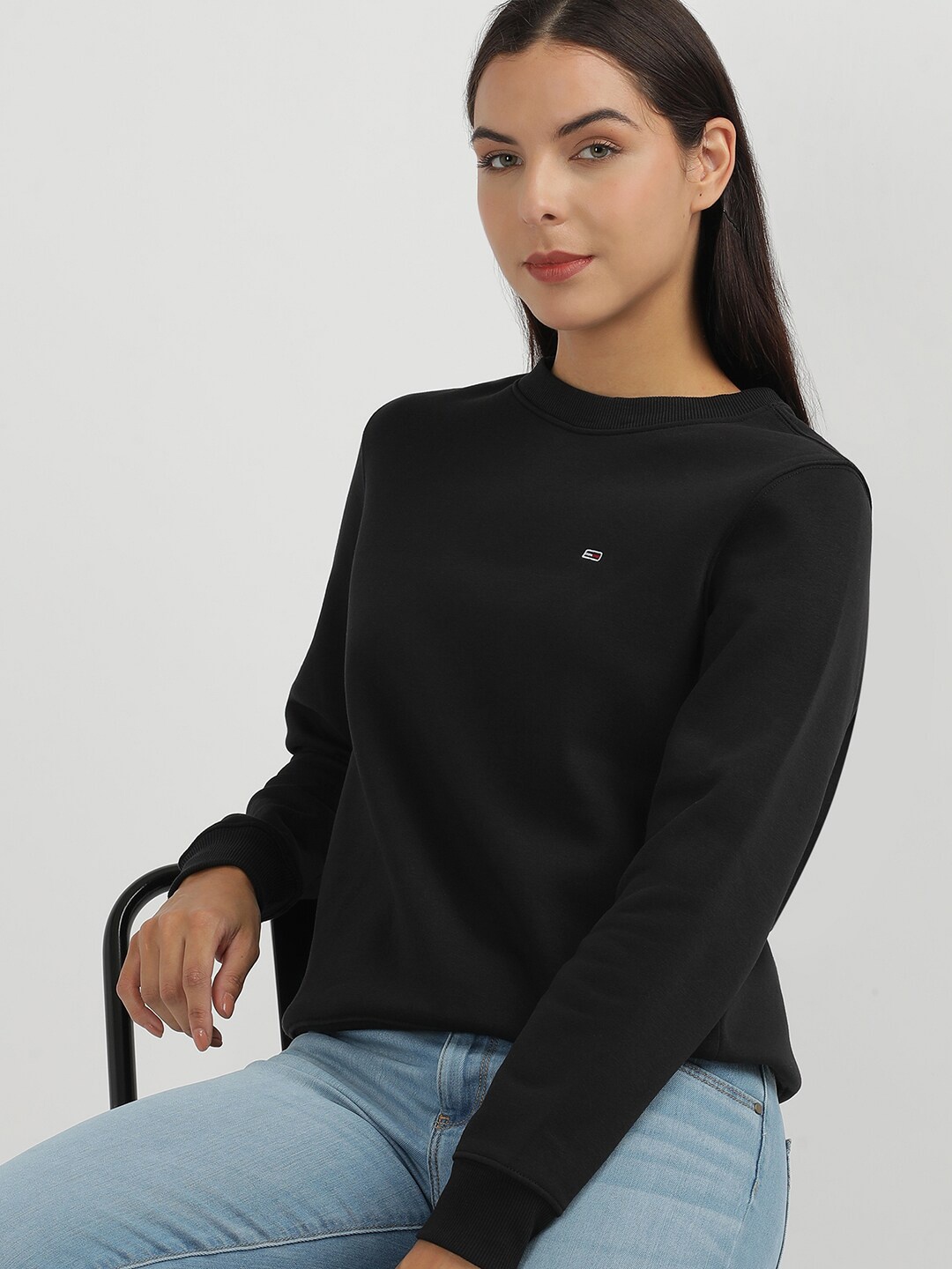 

Tommy Hilfiger Women Solid Brand Logo Sweatshirt, Black