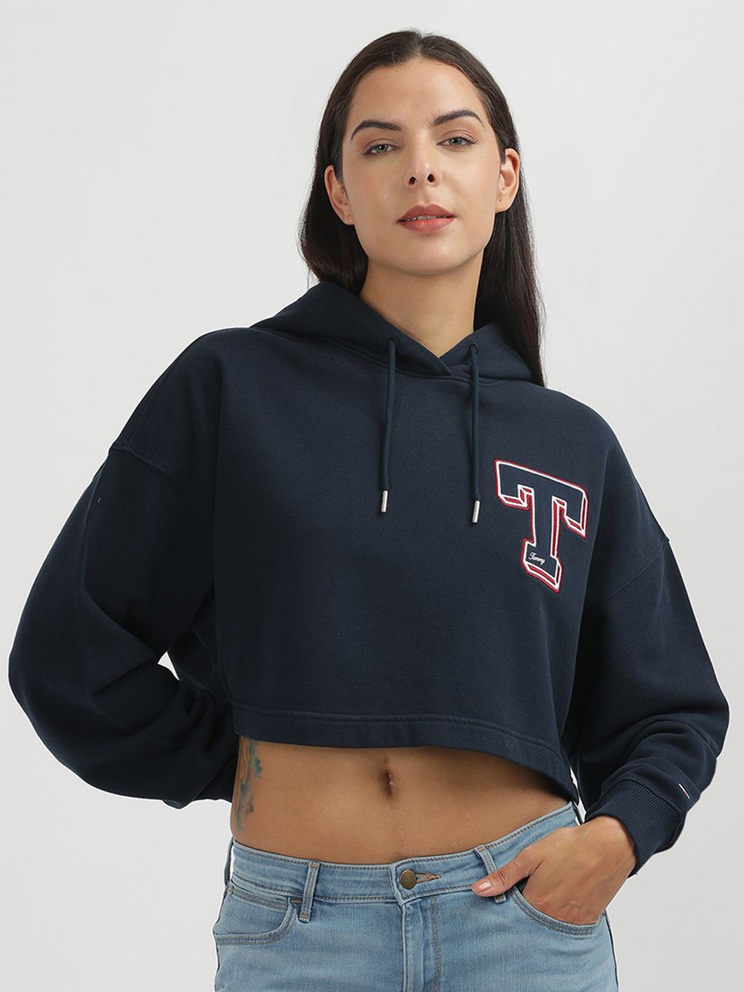 

Tommy Hilfiger Women Hooded Crop Sweatshirt, Blue