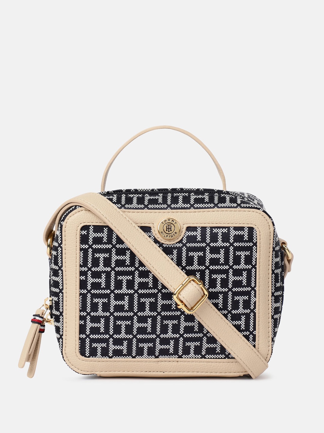 

Tommy Hilfiger Women Geometric Structured Sling Bag, Black