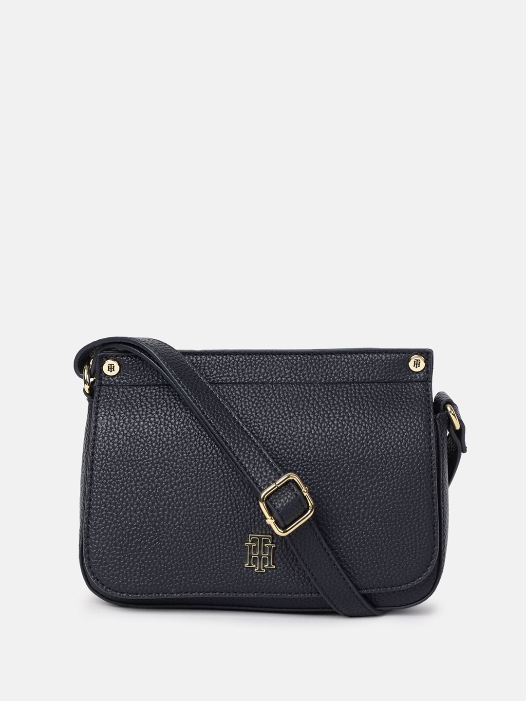 

Tommy Hilfiger Women Solid Textured Structured Sling Bag, Black