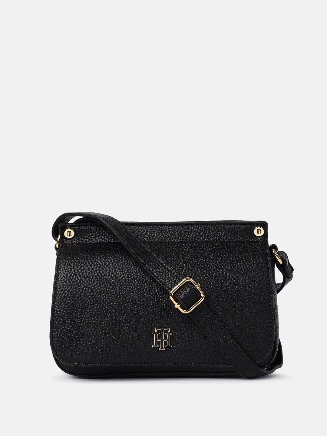 

Tommy Hilfiger Structured Sling Bag with Applique, Black