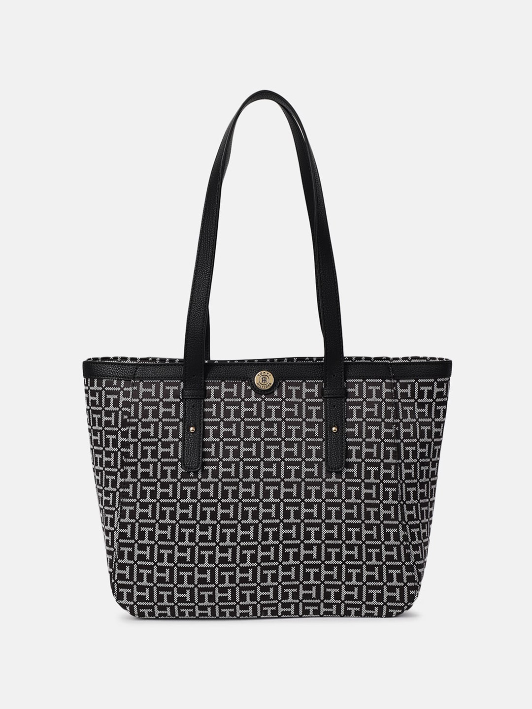 

Tommy Hilfiger Printed Structured Shoulder Bag with Quilted, Black