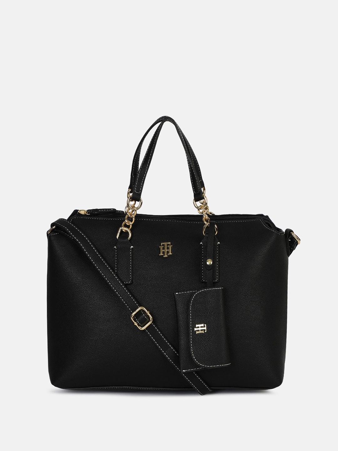 

Tommy Hilfiger Women Solid Structured Handheld Bag, Black