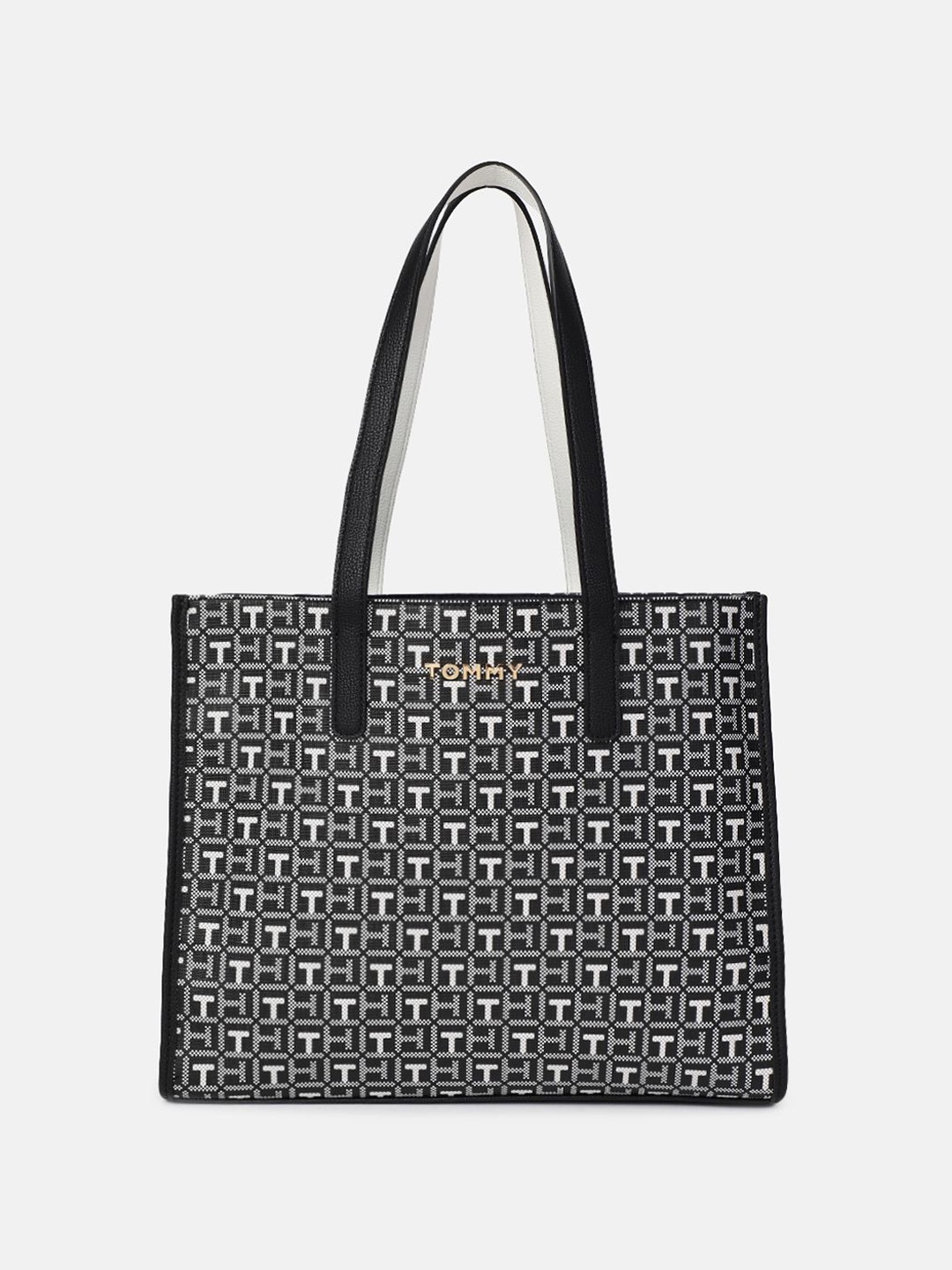 

Tommy Hilfiger Women Brand Logo Printed Oversized Swagger Handheld Bag, Black