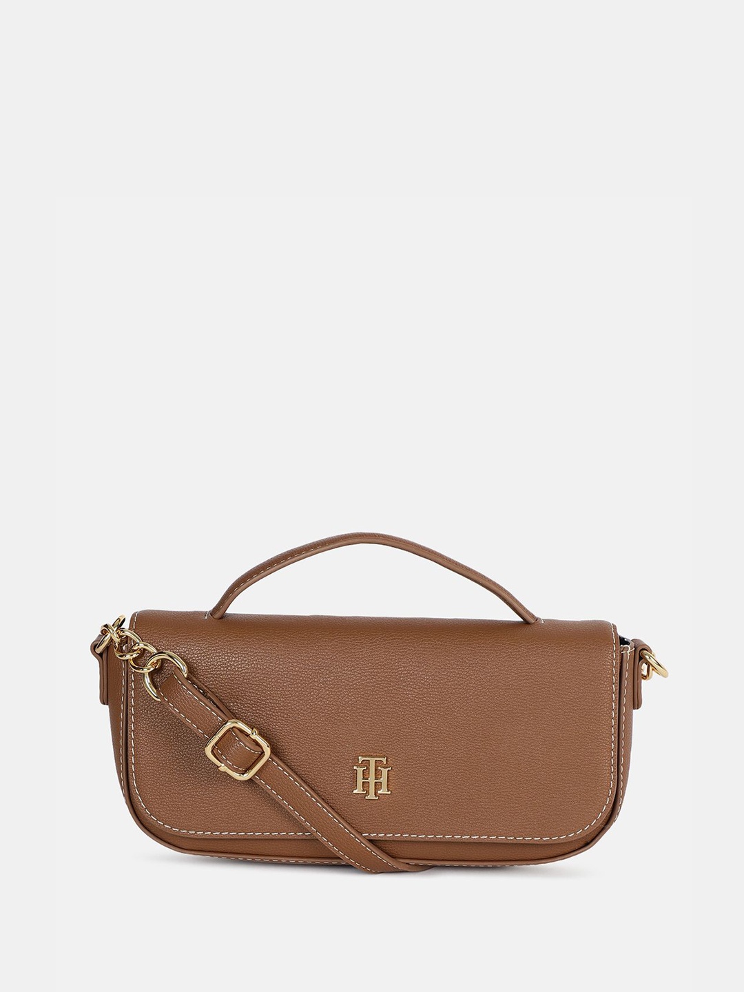 

Tommy Hilfiger Women Solid Structured Sling Bag, Brown