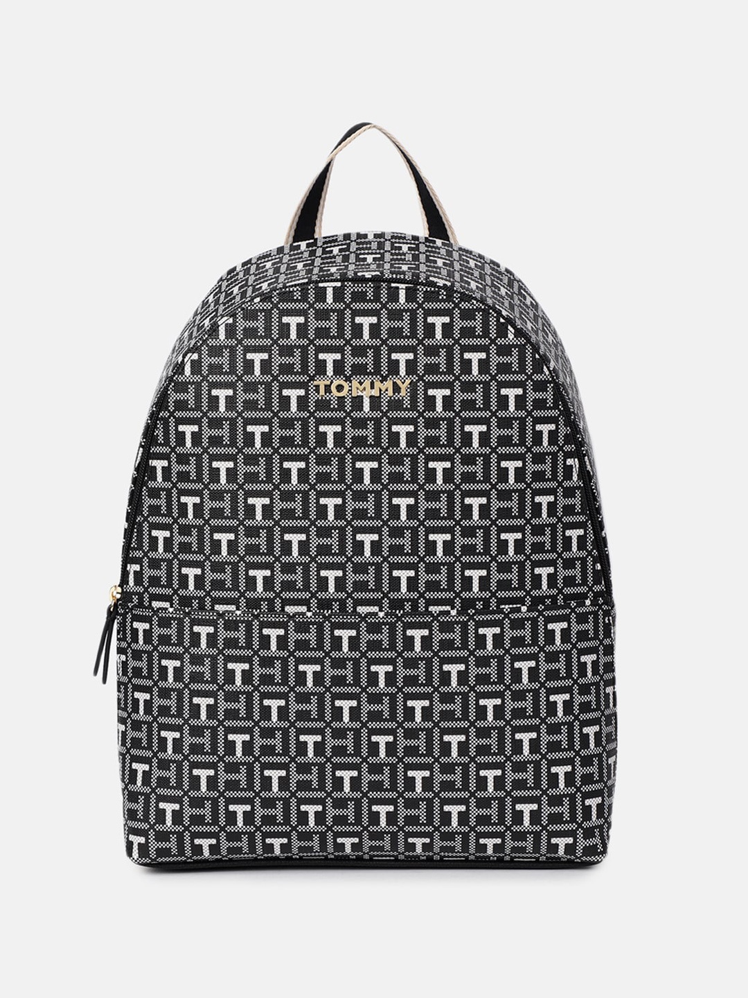 

Tommy Hilfiger Textured Oversized Structured Handheld Solid Bag, Black