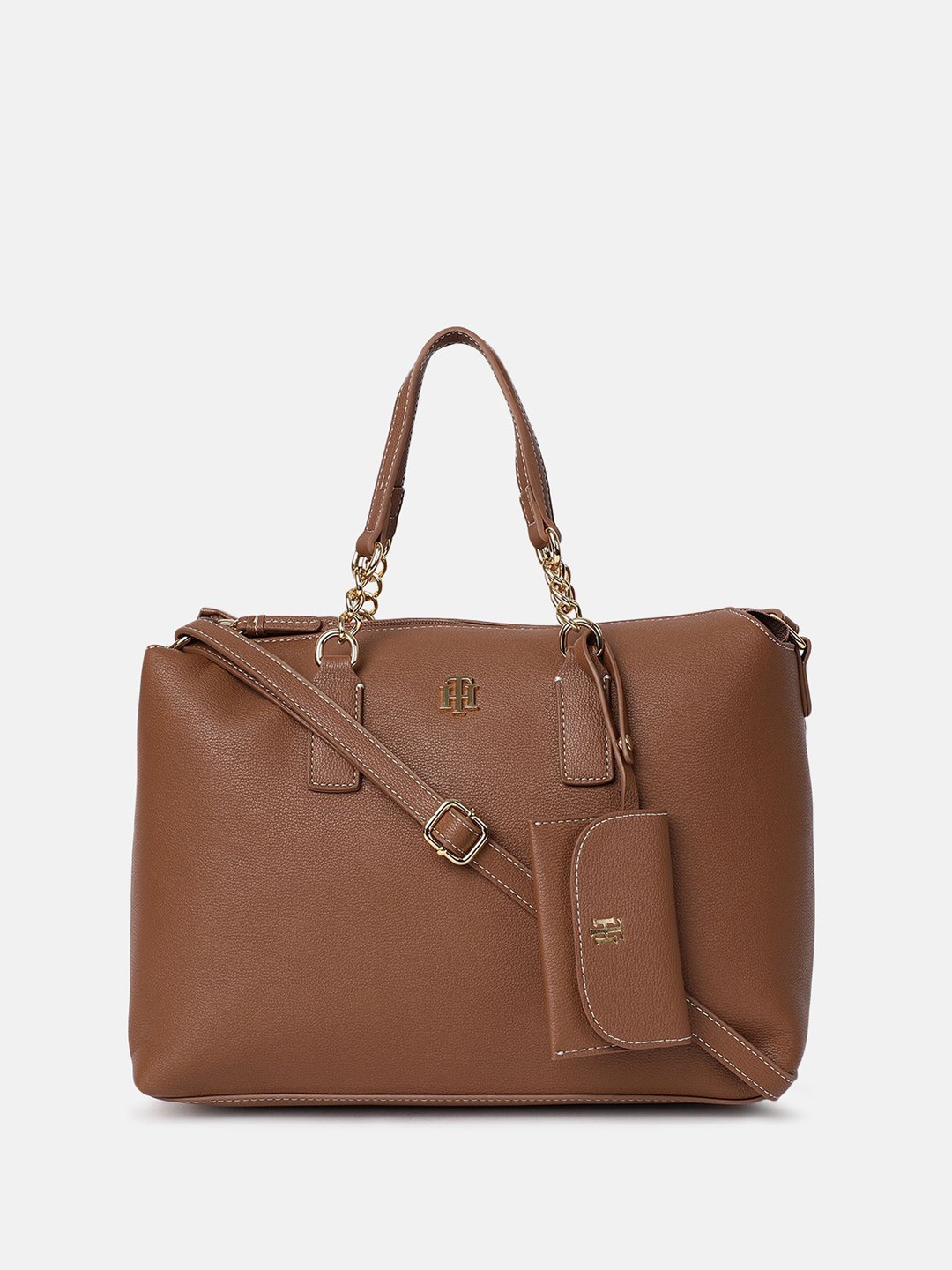 

Tommy Hilfiger Women Solid Bowling Hobo Bag, Brown