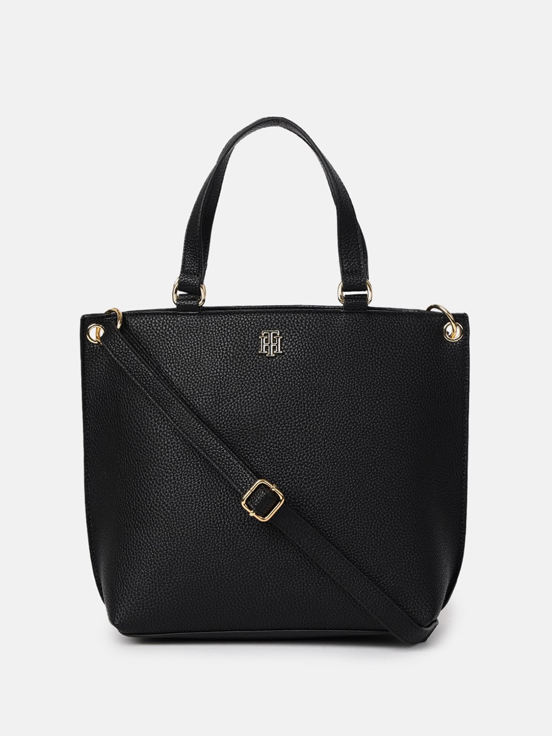 

Tommy Hilfiger Women Solid Structured Tote Bag, Black