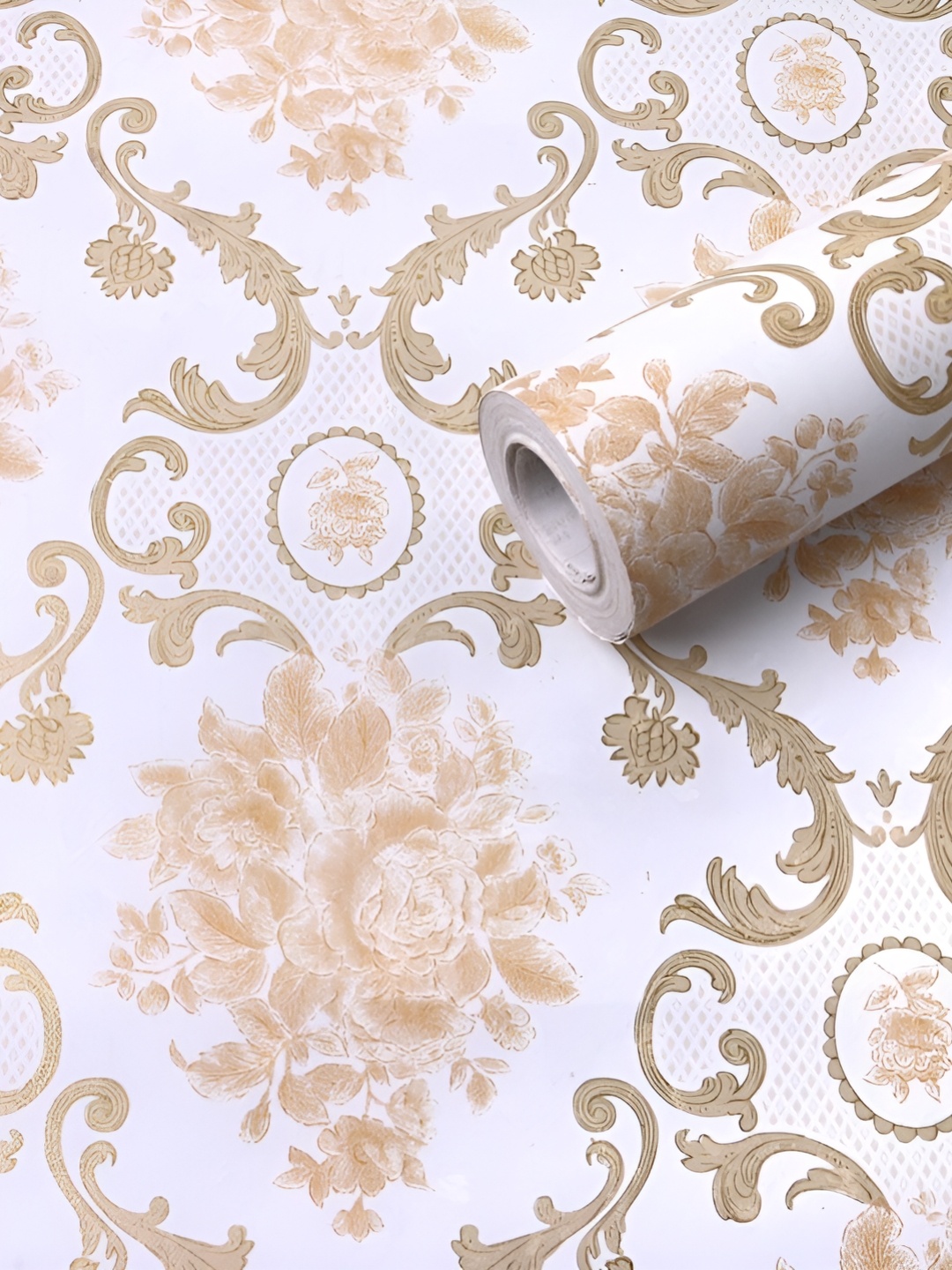 

Aura White & Brown 3D Printed Self Adhesive Wall Sticker, Gold