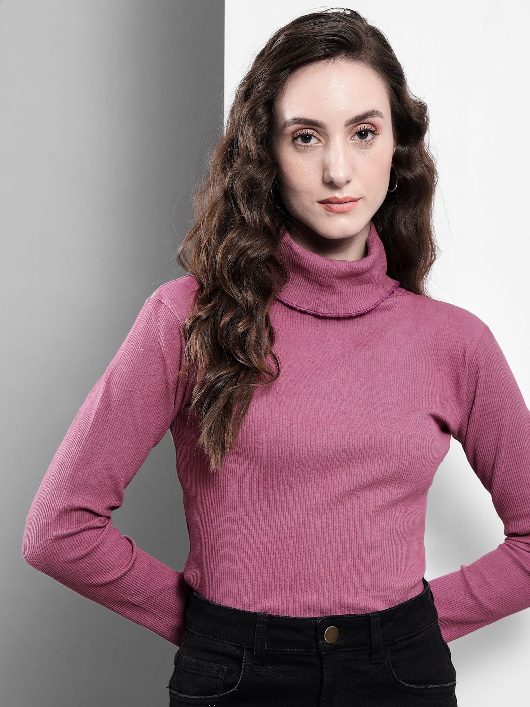 

TANDUL Turtle Neck Pullover, Purple