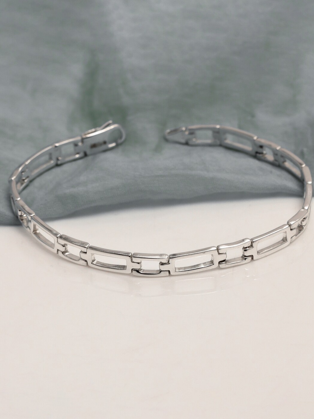 

LeCalla Men Sterling Silver Handcrafted Silver Plated Link Bracelet