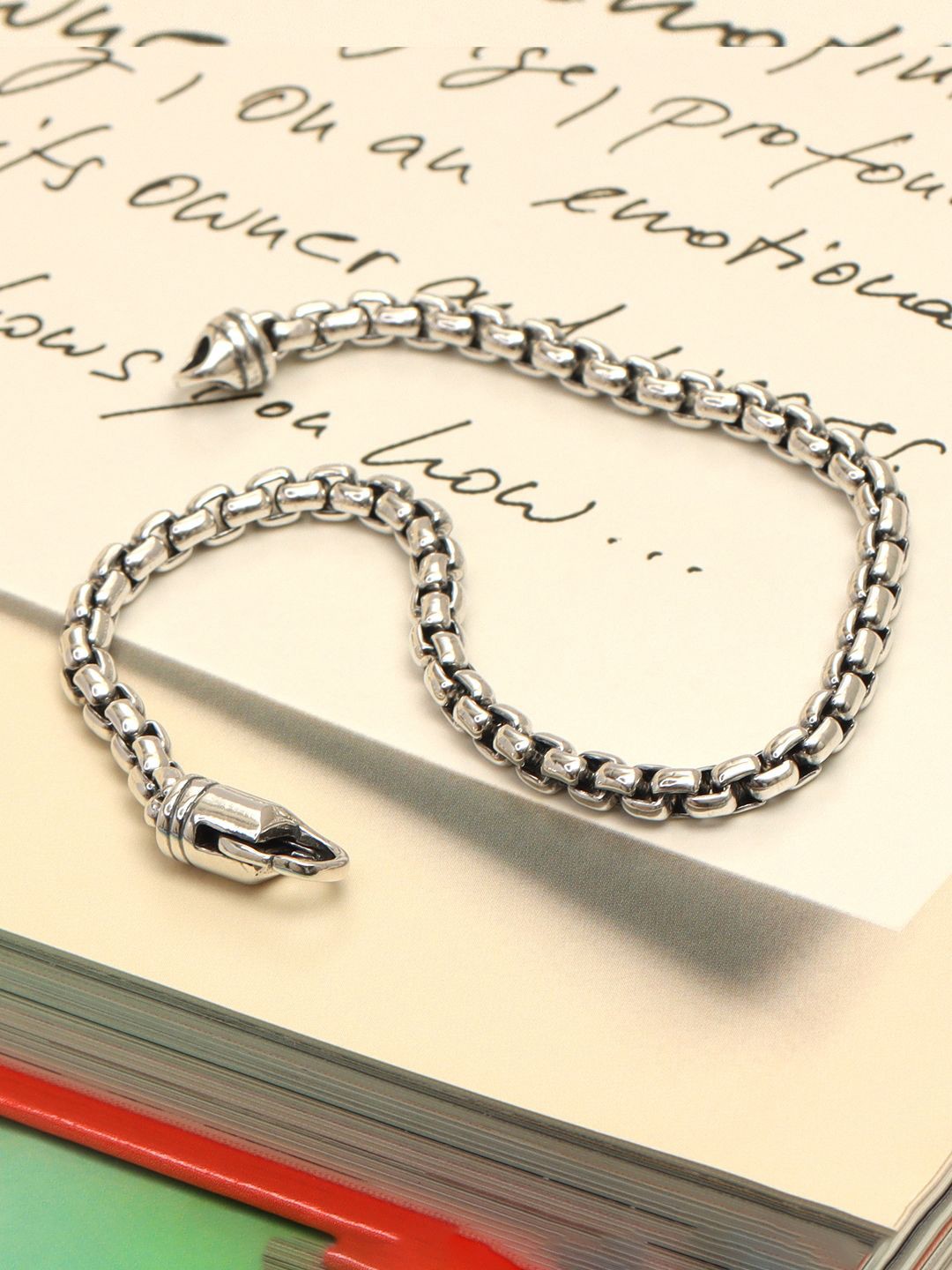 

LeCalla Men Sterling Silver Handcrafted Silver Plated Link Bracelet