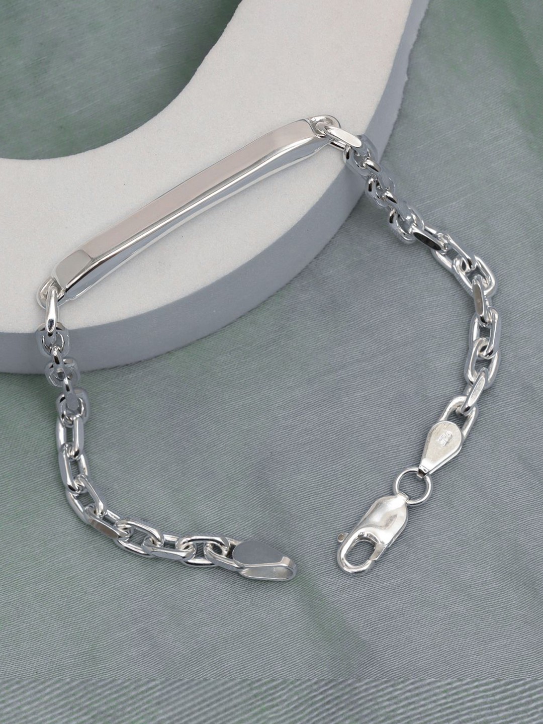 

LeCalla Men Sterling Silver Rhodium-Plated Link Bracelet