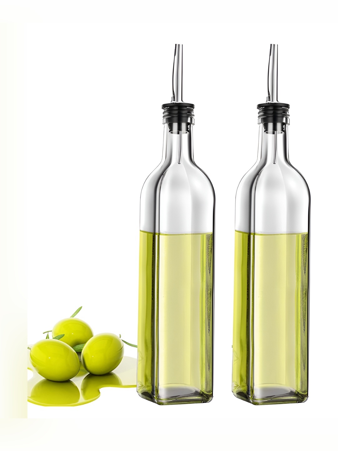 

P-Plus International Transparent 2 Pieces Glass Dishwasher Safe Oil Dispenser 500 ml Each