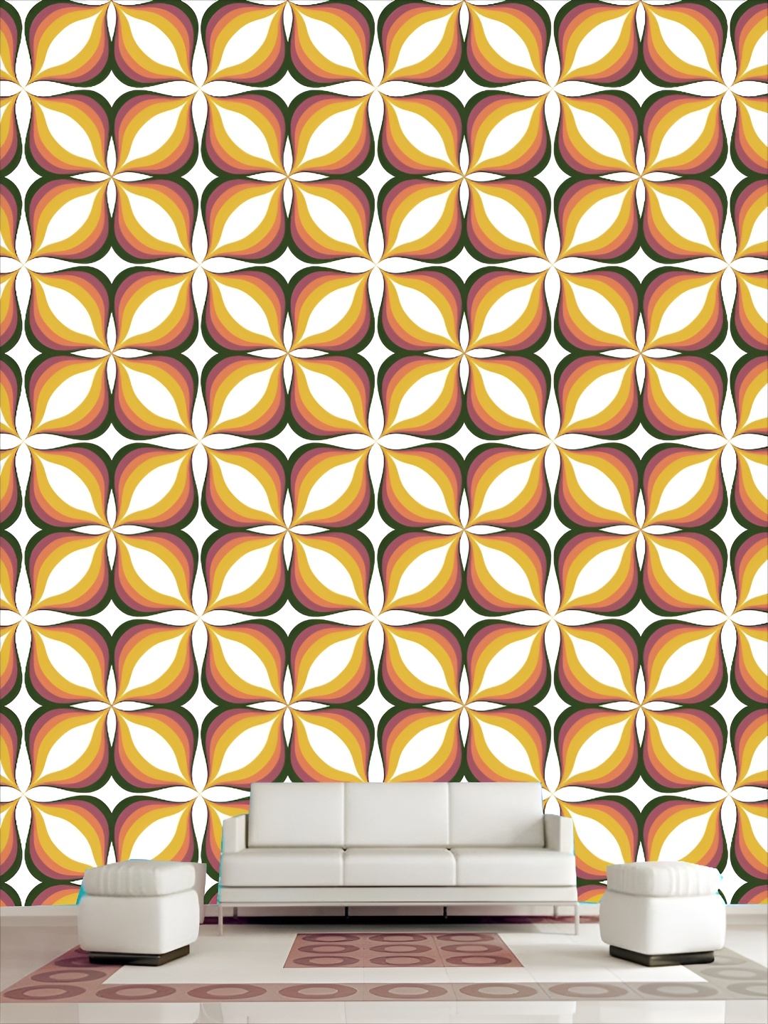 

KSHIRSA White & Yellow 3D Printed Self Adhesive Wall Sticker